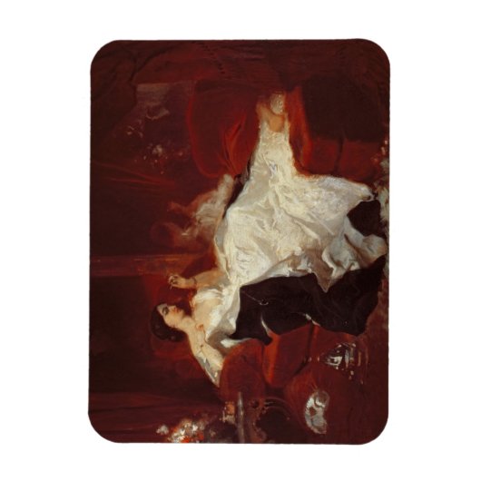 Frau auf einem roten Sofa Magnet (Vertikal)