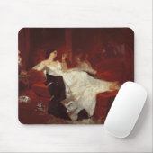 Frau auf einem roten Sofa Mousepad (Mit Mouse)