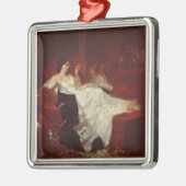 Frau auf einem roten Sofa Ornament Aus Metall (Links)