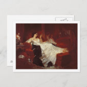 Frau auf einem roten Sofa Postkarte (Vorne/Hinten)