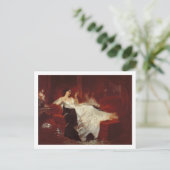 Frau auf einem roten Sofa Postkarte (Stehend Vorderseite)