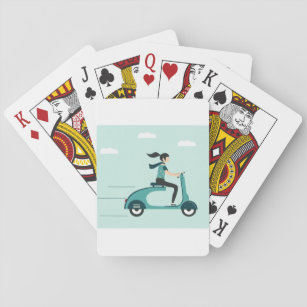 Frau auf einem Scooter Spielkarten