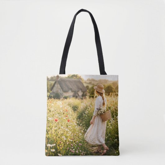 Frau auf einem Weizenfeld Tasche (Vorderseite)