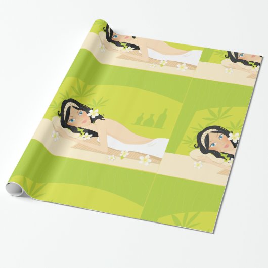 Frau auf einem Wellness-Center-Wrapping Paper Geschenkpapier (Ungerollt)