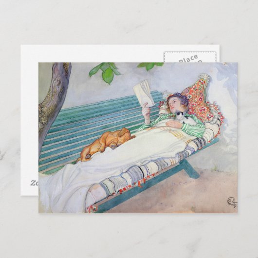 Frau auf einer Bank, 1913 Postkarte (Vorne/Hinten)