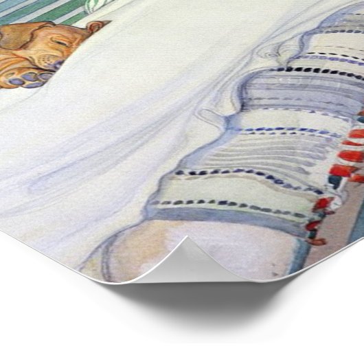 Frau auf einer Bank 1913 von Carl Larsson Poster (Ecke)