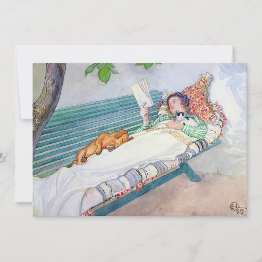 Frau auf einer Bank von Carl Larsson Dankeskarte (Vorderseite)