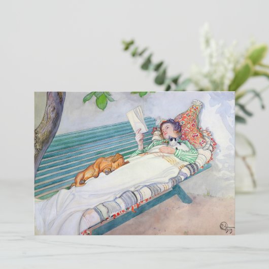 Frau auf einer Bank von Carl Larsson Dankeskarte (Stehend Vorderseite)