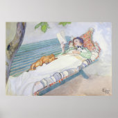 Frau auf einer Bank von Carl Larsson Poster (Vorne)