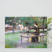 Frau auf einer Bank (von Edwin Austin Abbey) Karte (Stehend Vorderseite)