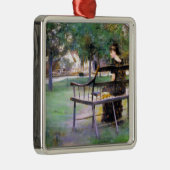 Frau auf einer Bank (von Edwin Austin Abbey) Ornament Aus Metall (Rechts)