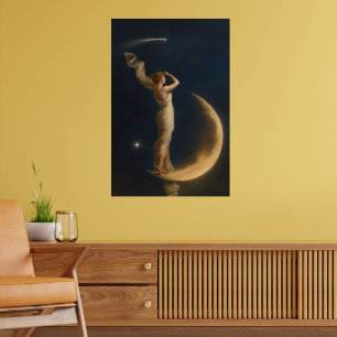 Frau auf einer Mondsichel stehend Poster