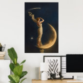 Frau auf einer Mondsichel stehend Poster (Heimbüro)