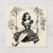 Frau auf einer Swing Swinger Calling Card Quadratische Visitenkarte (Rückseite)