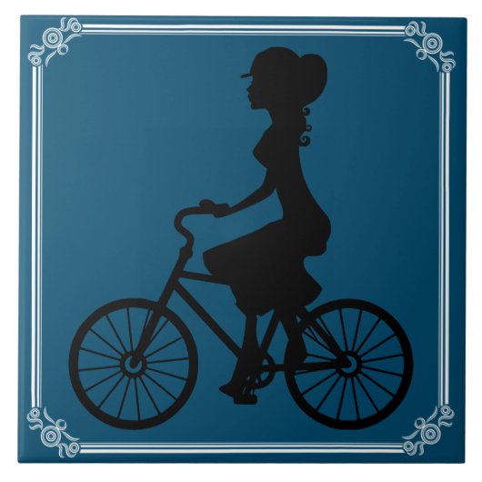 FRAU AUF FAHRRAD FLIESE (Vorderseite)