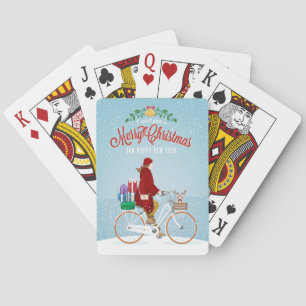 Frau auf Fahrrad Weihnachtskarten Spielkarten