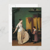 Frau auf ihrer Toilette, 1835 Postkarte (Vorne/Hinten)