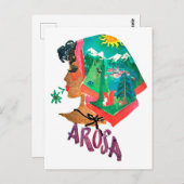 Frau aus Arosa, Schweiz, Jahrgangsreise Postkarte (Vorne/Hinten)