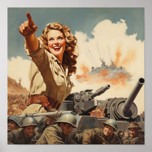 Frau aus dem Zweiten Weltkrieg zeigt  Poster