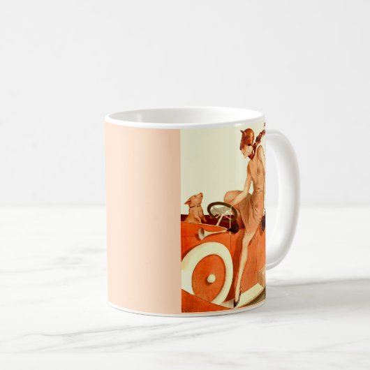 Frau, Auto und Hund der 20er Jahre Kaffeetasse (VorderseiteRechts)