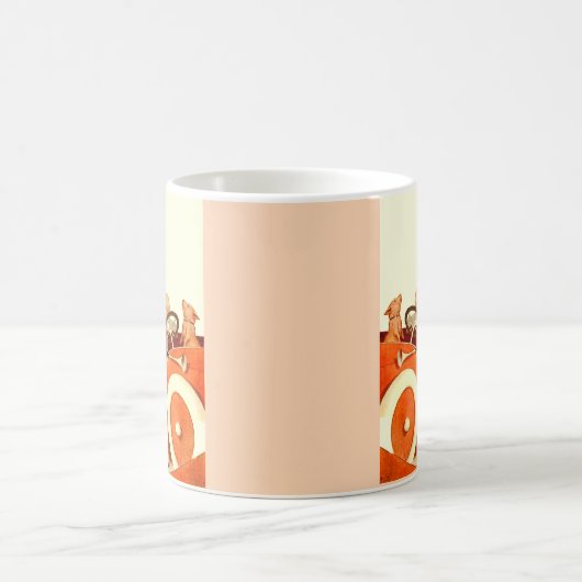 Frau, Auto und Hund der 20er Jahre Kaffeetasse (Mittel)