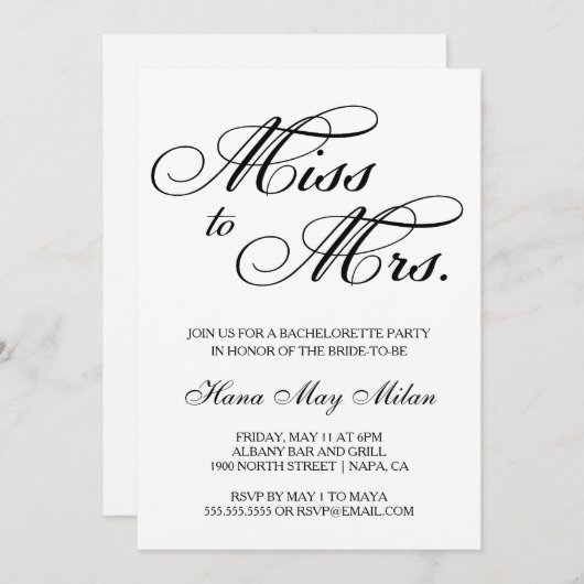 Frau Bachelorette Einladung (Vorne/Hinten)
