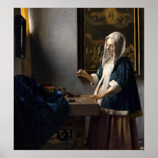 Frau & Balance - Johannes Vermeer Fine Art Poster (Vorne)