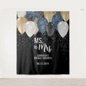 Frau Balloon Denim Brautparty Backdrop Wandteppich (Vorderseite)