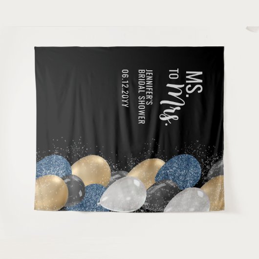 Frau Balloons Black Brautparty Hintergrund Wandteppich (Vorderseite (Horizontal))