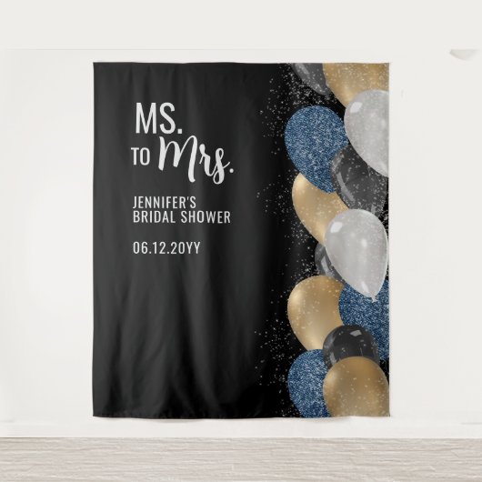 Frau Balloons Black Brautparty Hintergrund Wandteppich (Vorderseite)