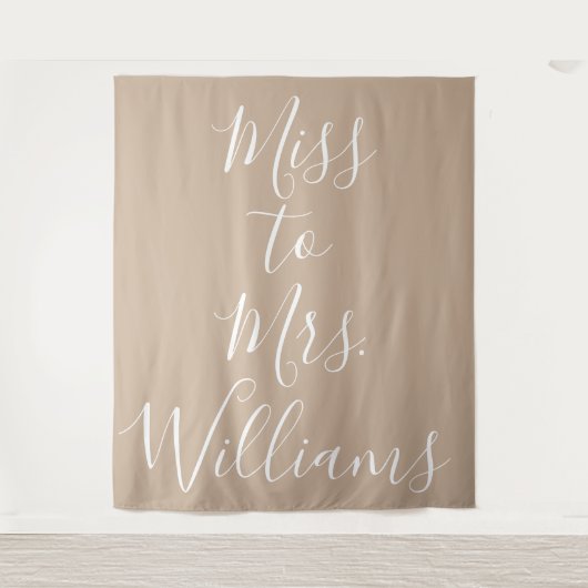 Frau Banner Brautparty Backdrop Tan Wandteppich (Vorderseite)