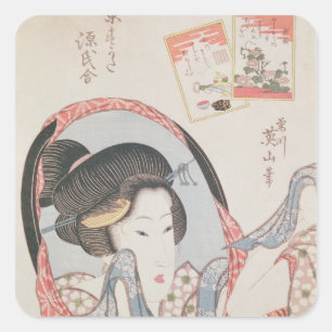 Frau bei ihrem Mirror, veröffentlicht im Jahre 183 Quadratischer Aufkleber