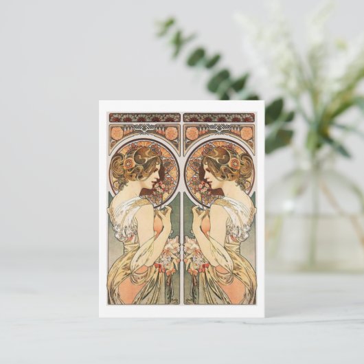 Frau bei Mirror Postkarte (Stehend Vorderseite)