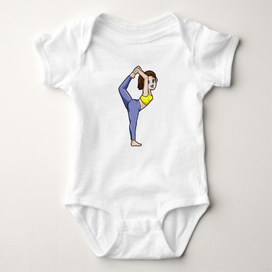 Frau bei Yoga Stretching Übungen Legs Baby Strampler (Vorderseite)