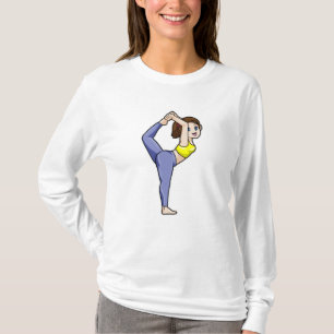 Frau bei Yoga Stretching Übungen Legs T-Shirt