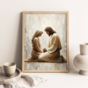 Frau beim Gebet mit Jesus, Christliche Kunst, Jesu Poster