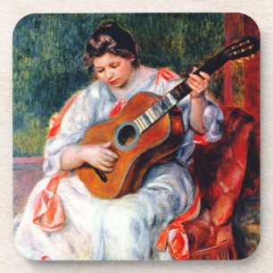 Frau beim Gitarrespielen von Pierre Renoir Getränkeuntersetzer