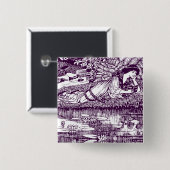 Frau beim Lesen an einem Teich Button (Vorne & Hinten)