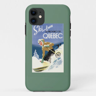 Frau beim Skifahren - Plakat auf Englisch und Fran Case-Mate iPhone Hülle