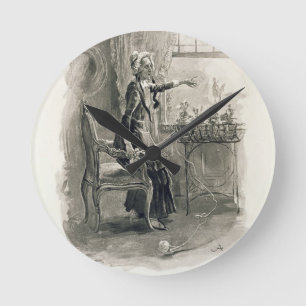Frau Betsy Trotwood, von 'Charles Dickens: Ein Runde Wanduhr