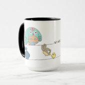 Frau Bikini u. Vögel auf einer Linie Tasse (Vorderseite Links)