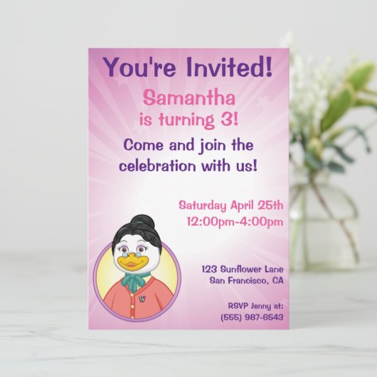 Frau Birdy Einladung (Stehend Vorderseite)