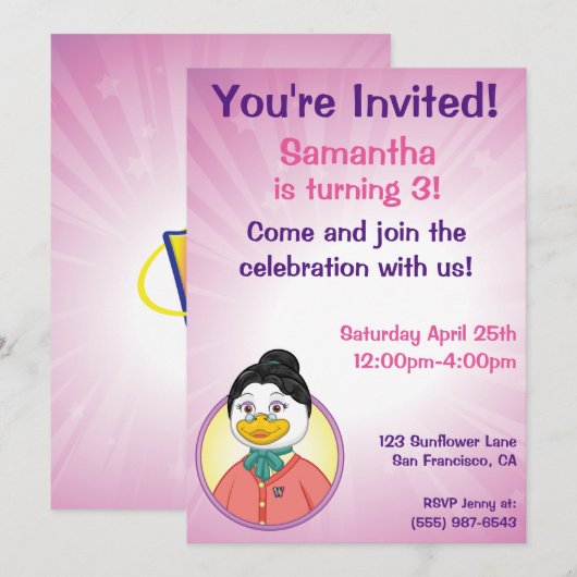 Frau Birdy Einladung (Vorne/Hinten)