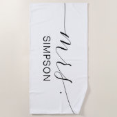 Frau Black and White New Bride Personalisiert Strandtuch (Vorderseite)