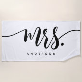 Frau Black and White New Bride Personalisiert Strandtuch (Vorderseite)