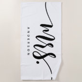 Frau Black and White New Bride Personalisiert Strandtuch (Vorderseite)