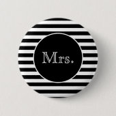 Frau Black and White Stripe Button (Vorderseite)