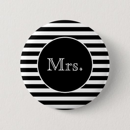 Frau Black and White Stripe Button (Vorderseite)