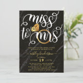 Frau Black Marble Brautparty Einladung (Stehend Vorderseite)