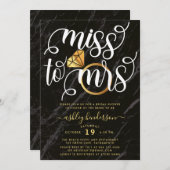 Frau Black Marble Brautparty Einladung (Vorne/Hinten)